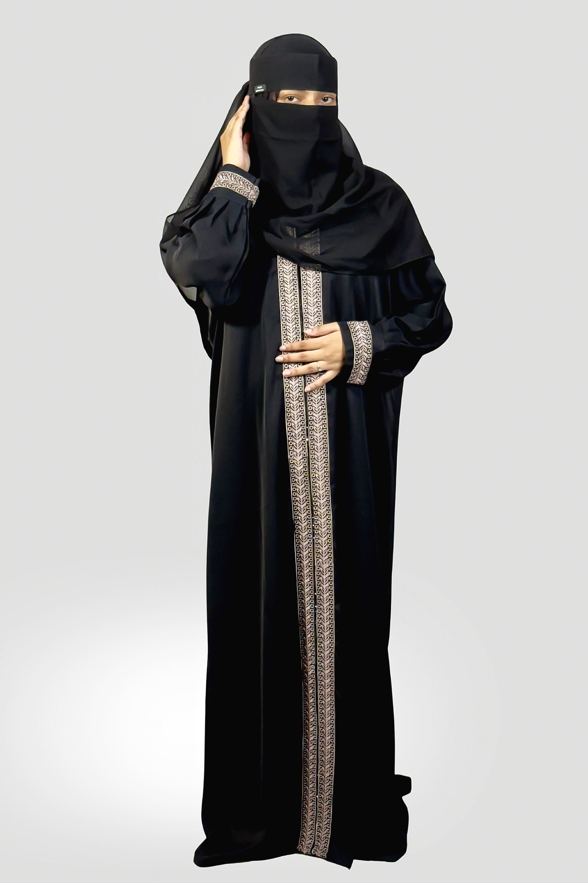 Premium Black Embroidered Abaya – Free Size | Soft Fabric | Elegant Modest Wear
