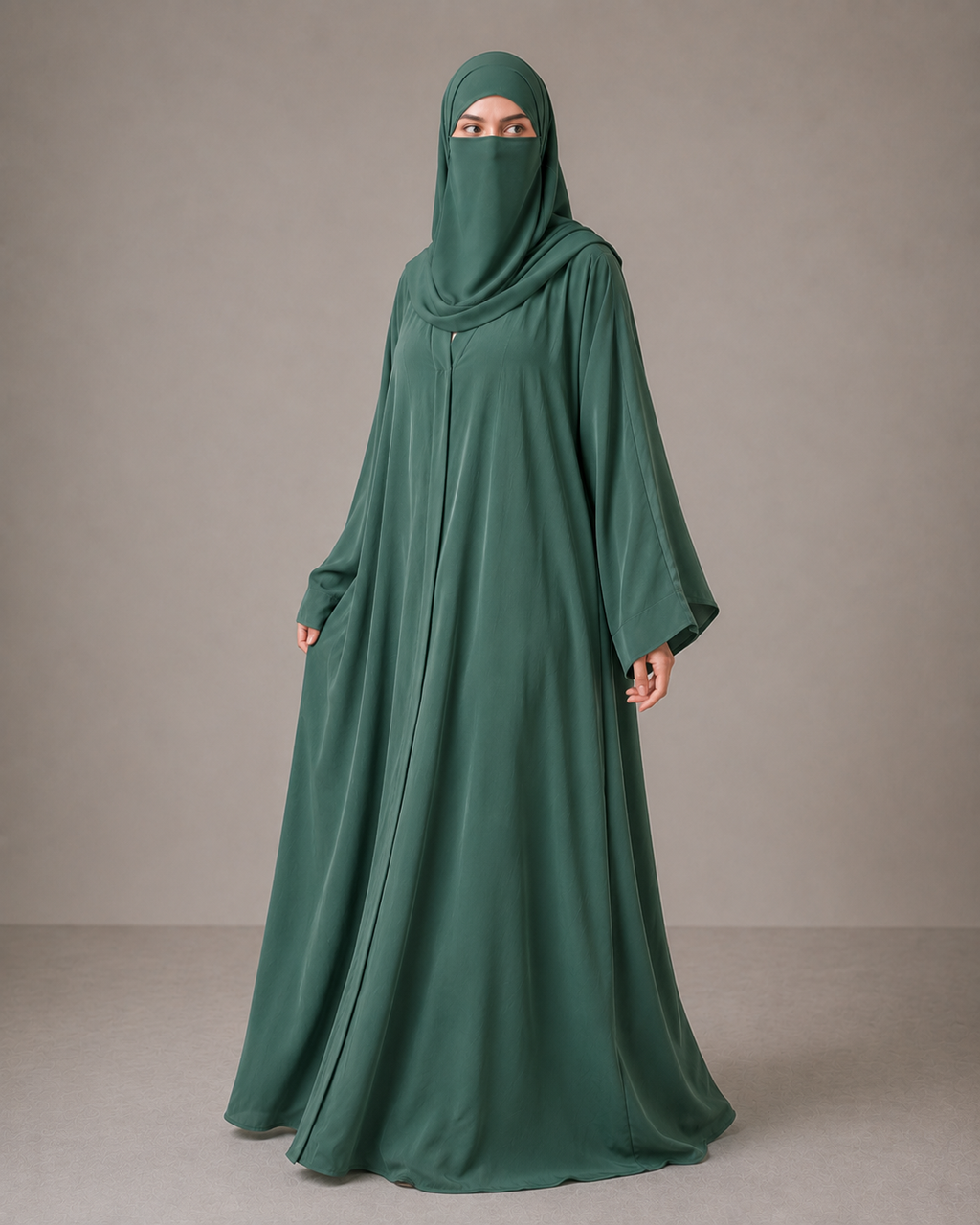 Women's Premium Front Open Abaya With Matching Hijab | Modest Islamic Wear