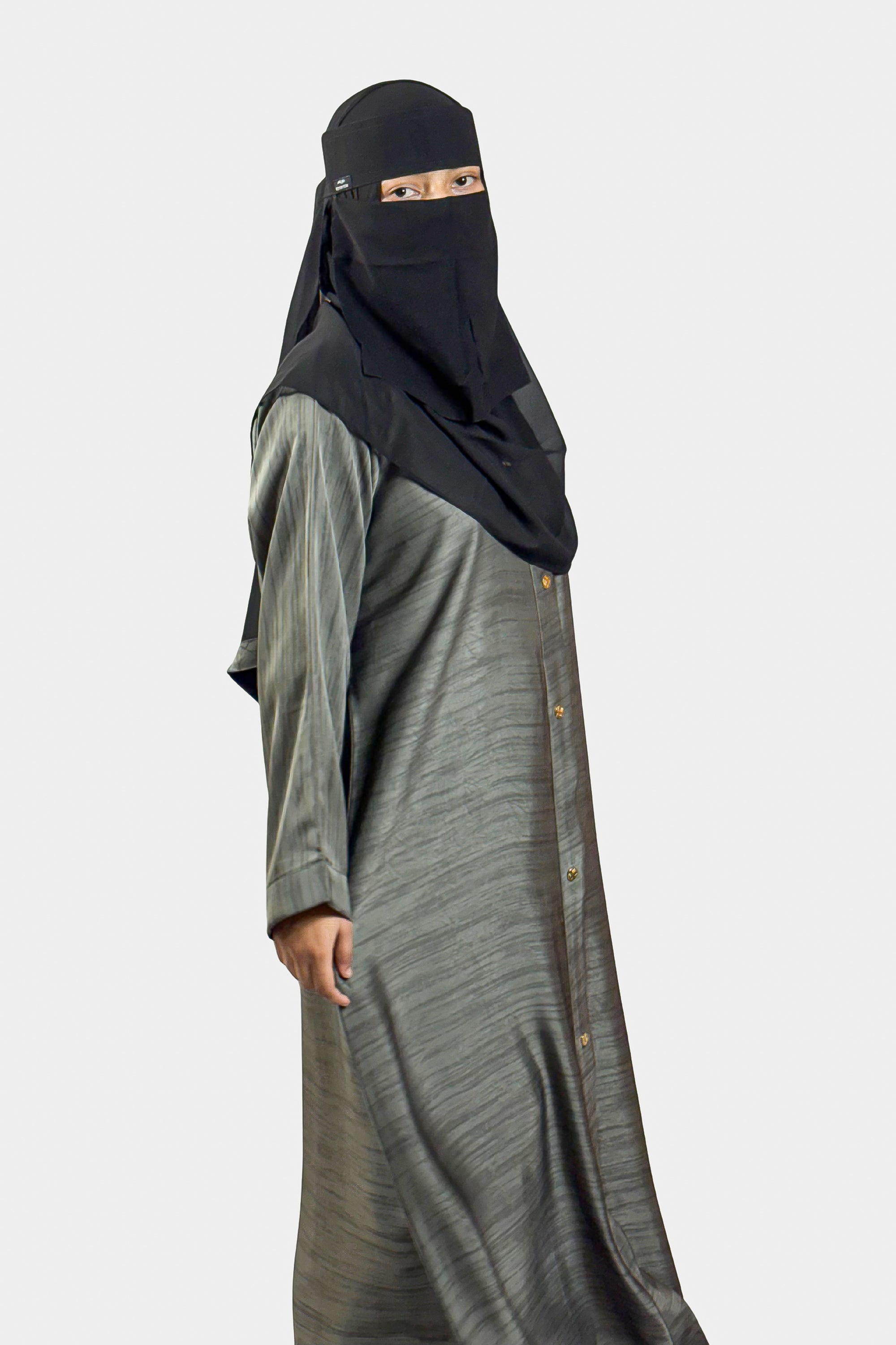 Premium Brown Textured Abaya – Free Size | Soft Tiktok Fabric | Front Button Closure