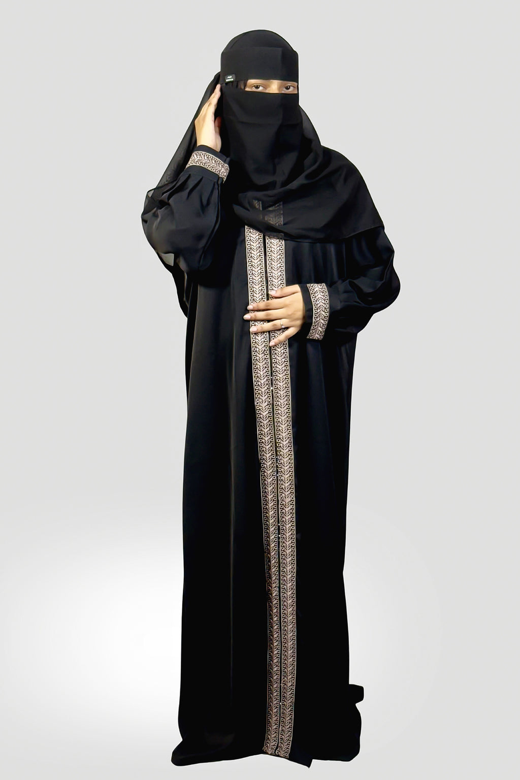 Premium Black Embroidered Abaya – Free Size | Soft Fabric | Elegant Modest Wear