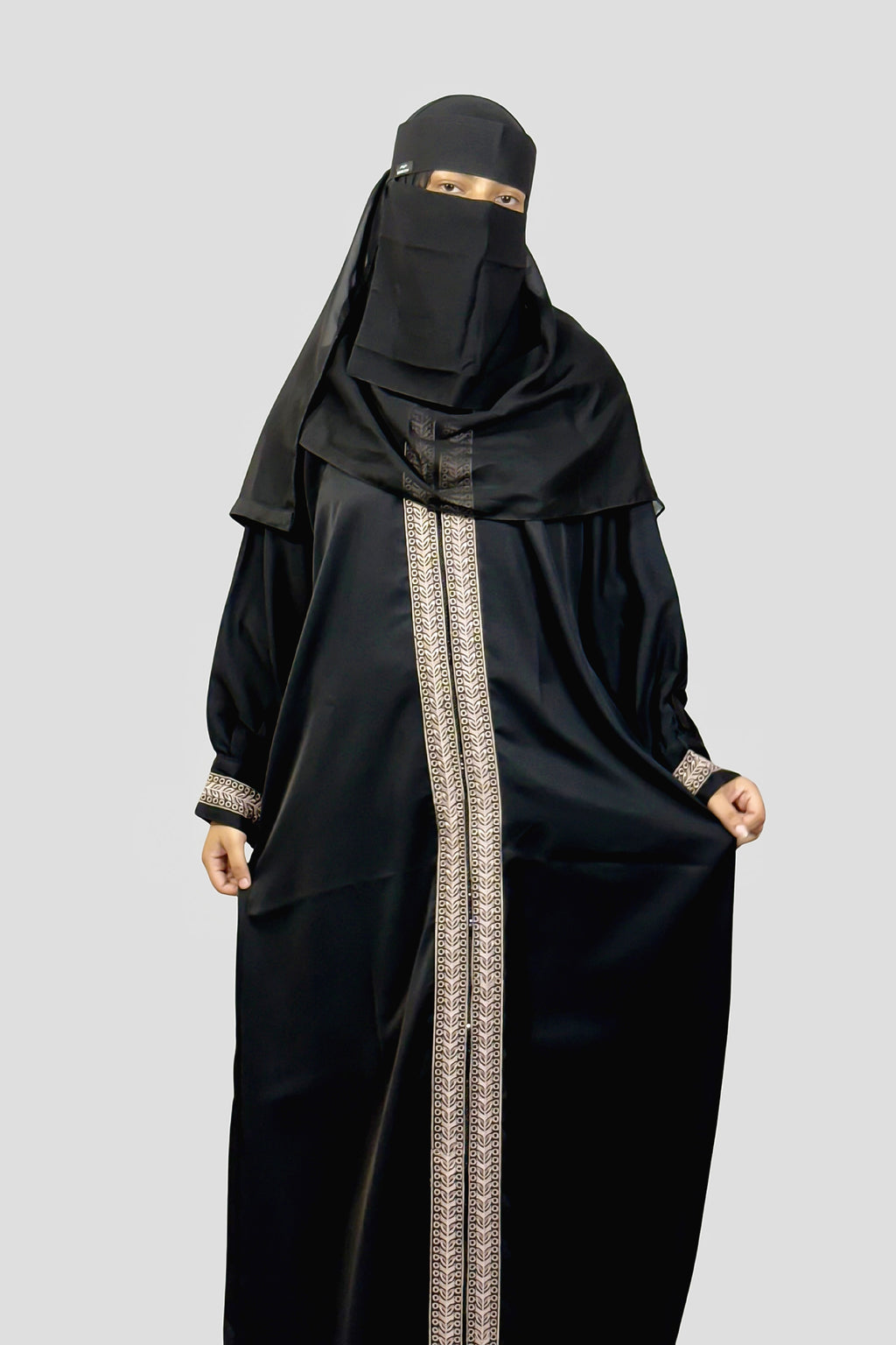 Premium Black Embroidered Abaya – Free Size | Soft Fabric | Elegant Modest Wear