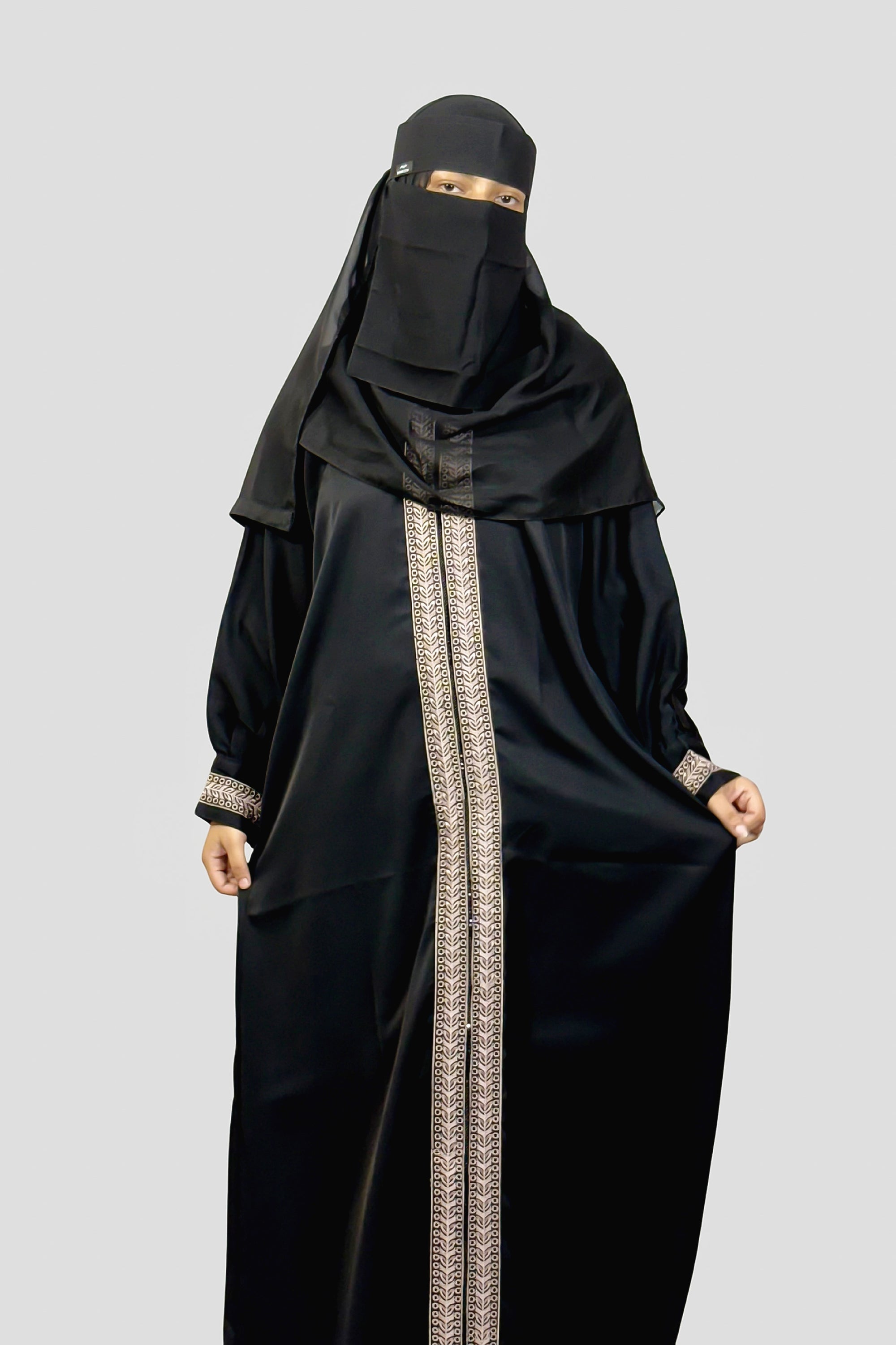Premium Black Embroidered Abaya – Free Size | Soft Fabric | Elegant Modest Wear