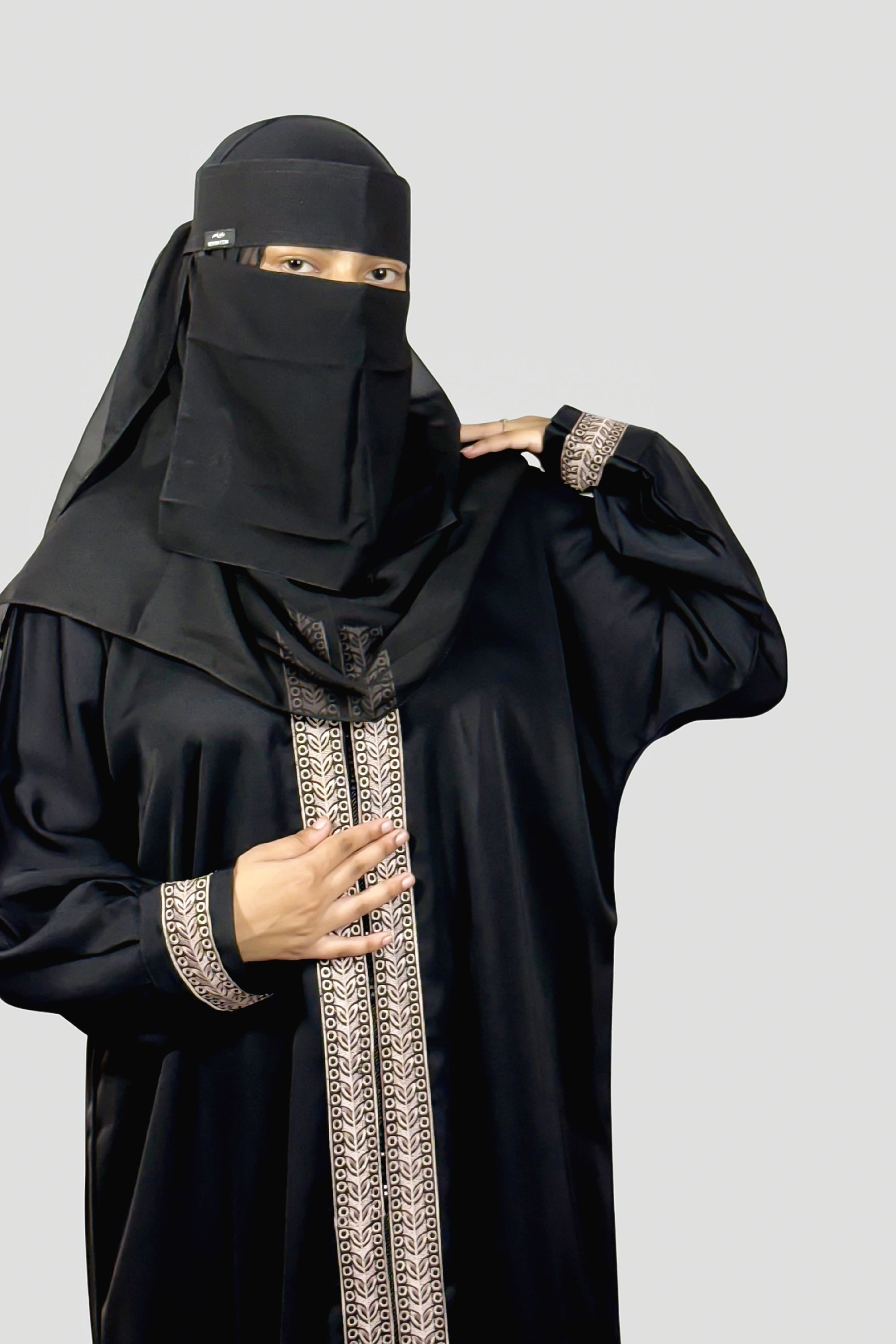 Premium Black Embroidered Abaya – Free Size | Soft Fabric | Elegant Modest Wear